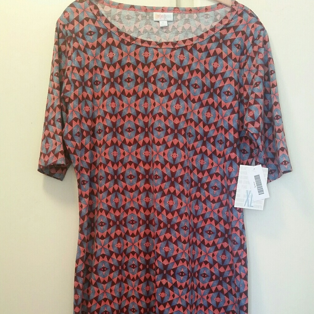 LuLaRoe Julia dress - red & blue / sz XL